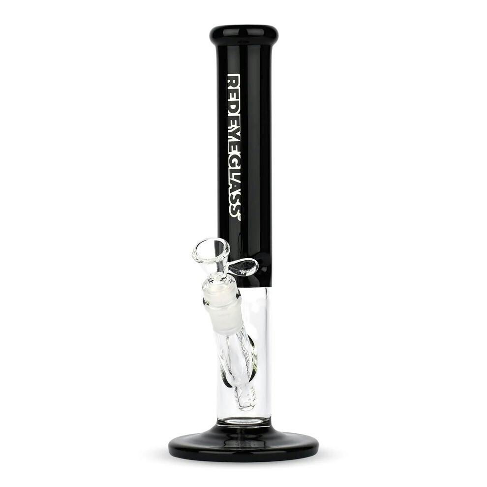 Red Eye Glass 11.5" Tall Black Frontside Straight Tube W/Window