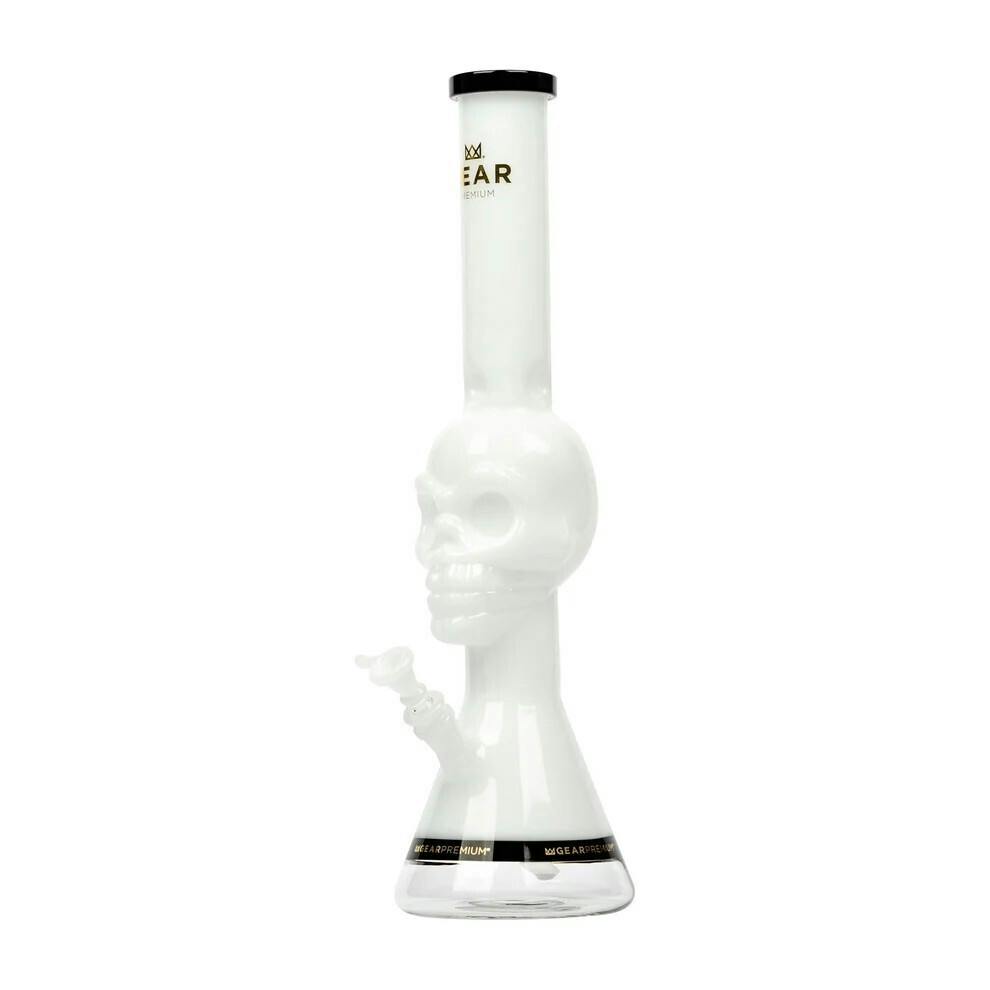 GEAR Premium 18" Tall White Tuxedo Skull Beaker Tube W/Black Accents
