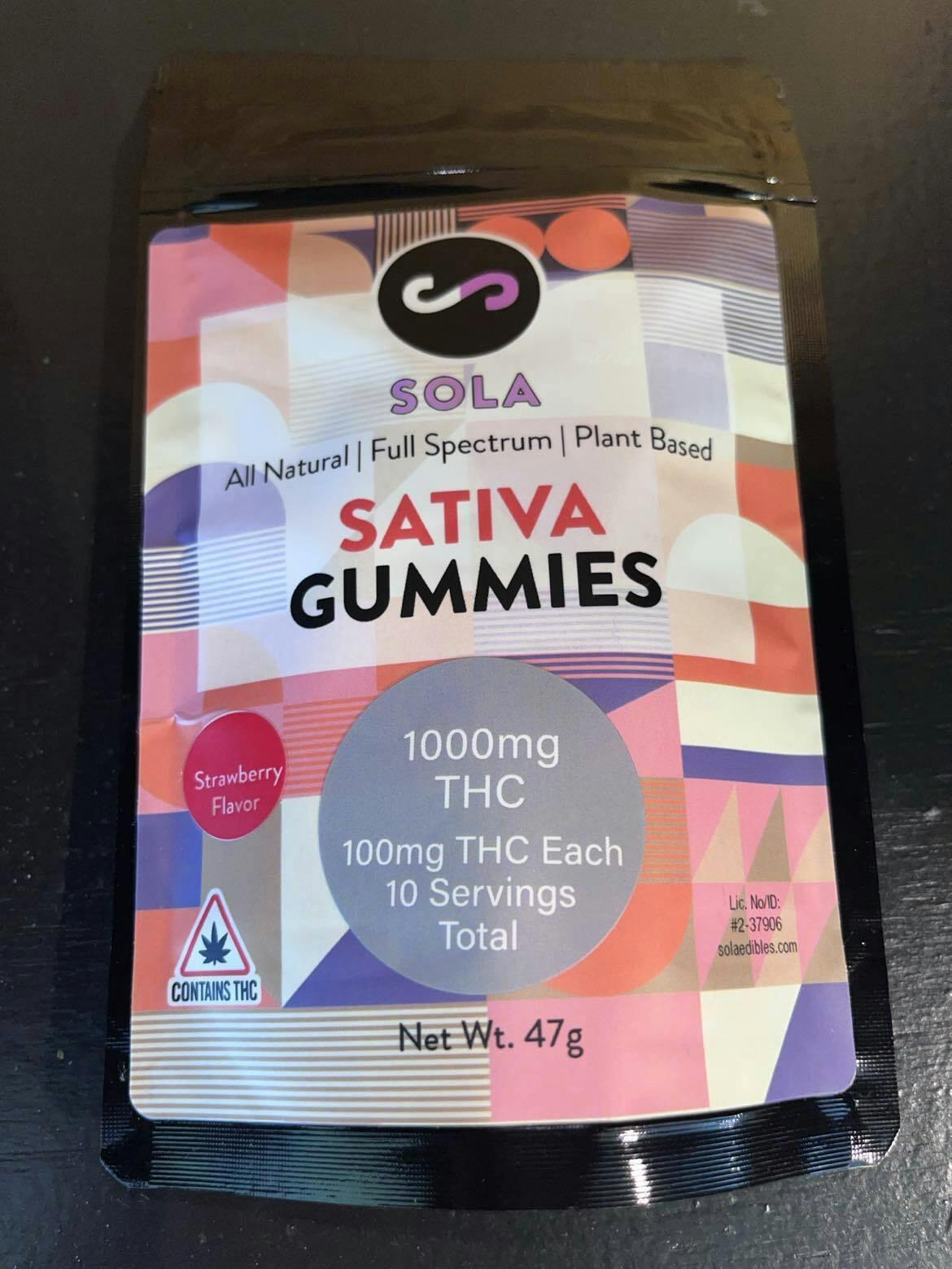 Sola Sativa Gummies 1000mg Strawberry Flavor