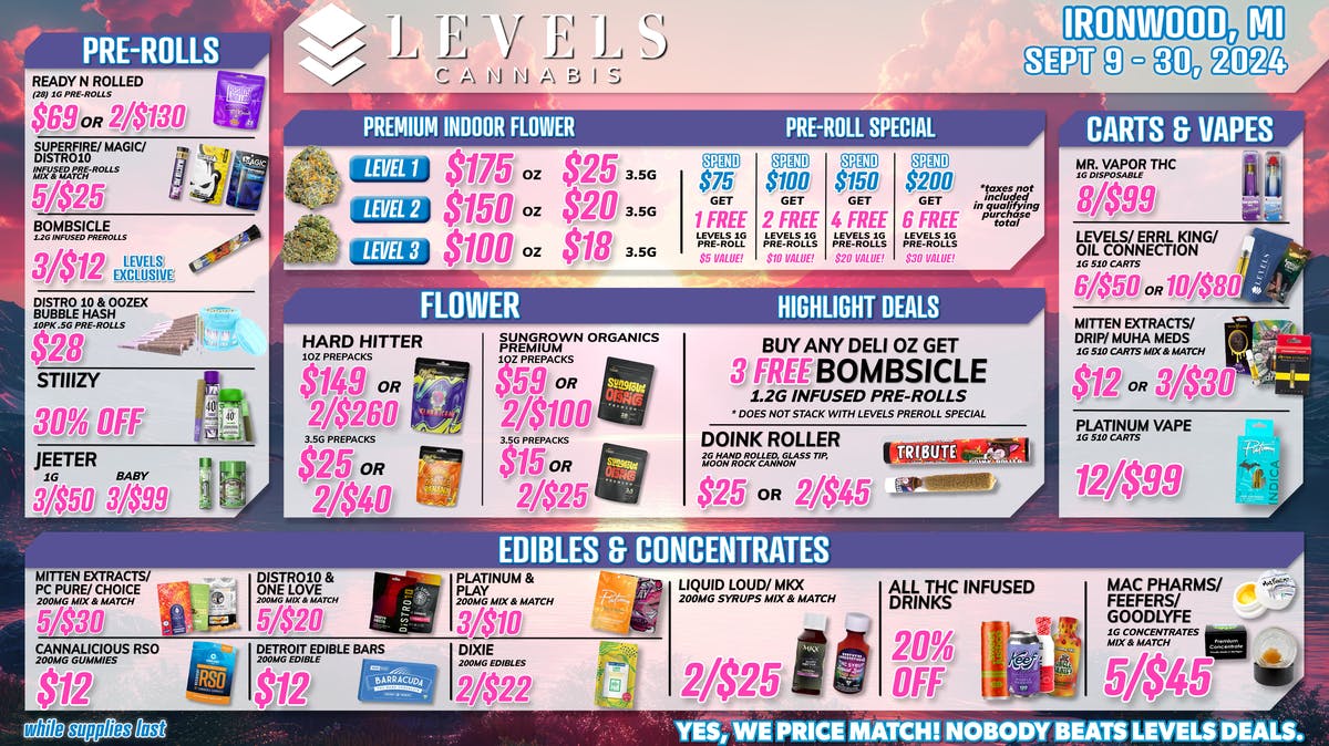 💰 WE PRICE MATCH 💰 at Levels Cannabis Ironwood Weedmaps