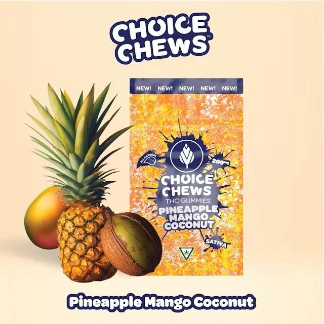 Choice Chews 200mg Gummies Pineapple Mango Coconut