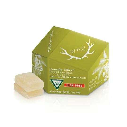 Wyld 200mg 1:1 THC:CBG Gummies Pear
