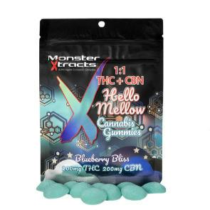 Monster X 200mg 1:1 THC:CBN Gummies Blueberry Bliss