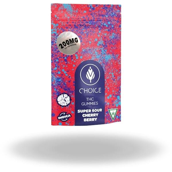 Choice Chews 200mg Gummies Super Sour Cherry Berry