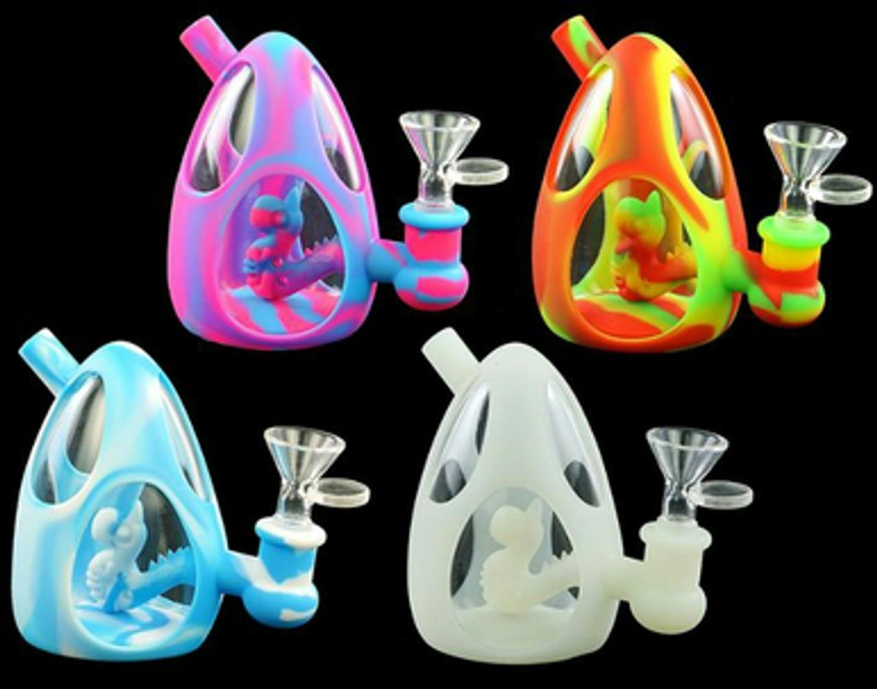 Dinosaur Egg 8" Silicone Bong - Assorted Colours