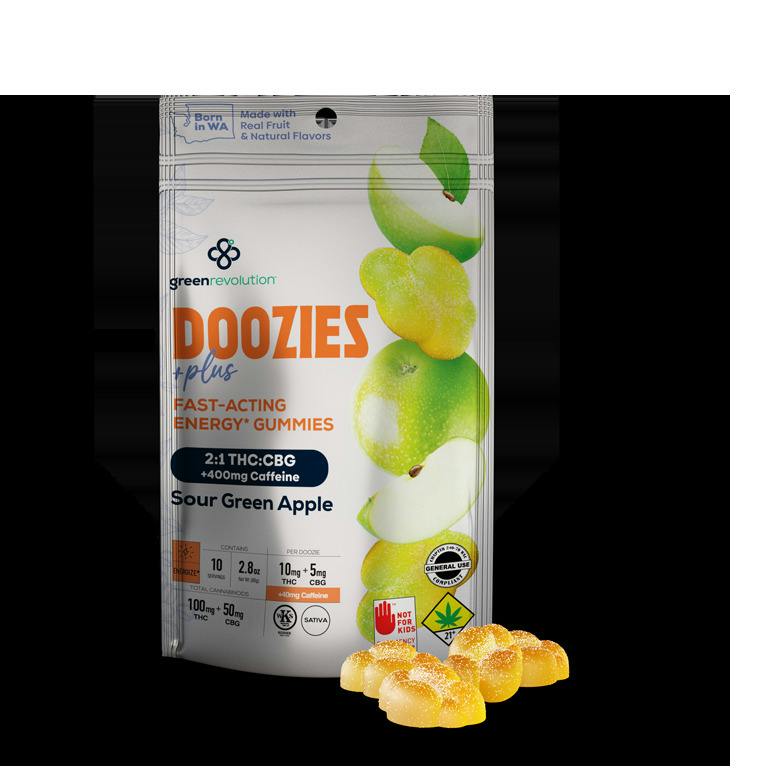 Sour Green Apple 2:1 THC:CBG + Caffeine Doozies Plus | 10-pack (DOH)
