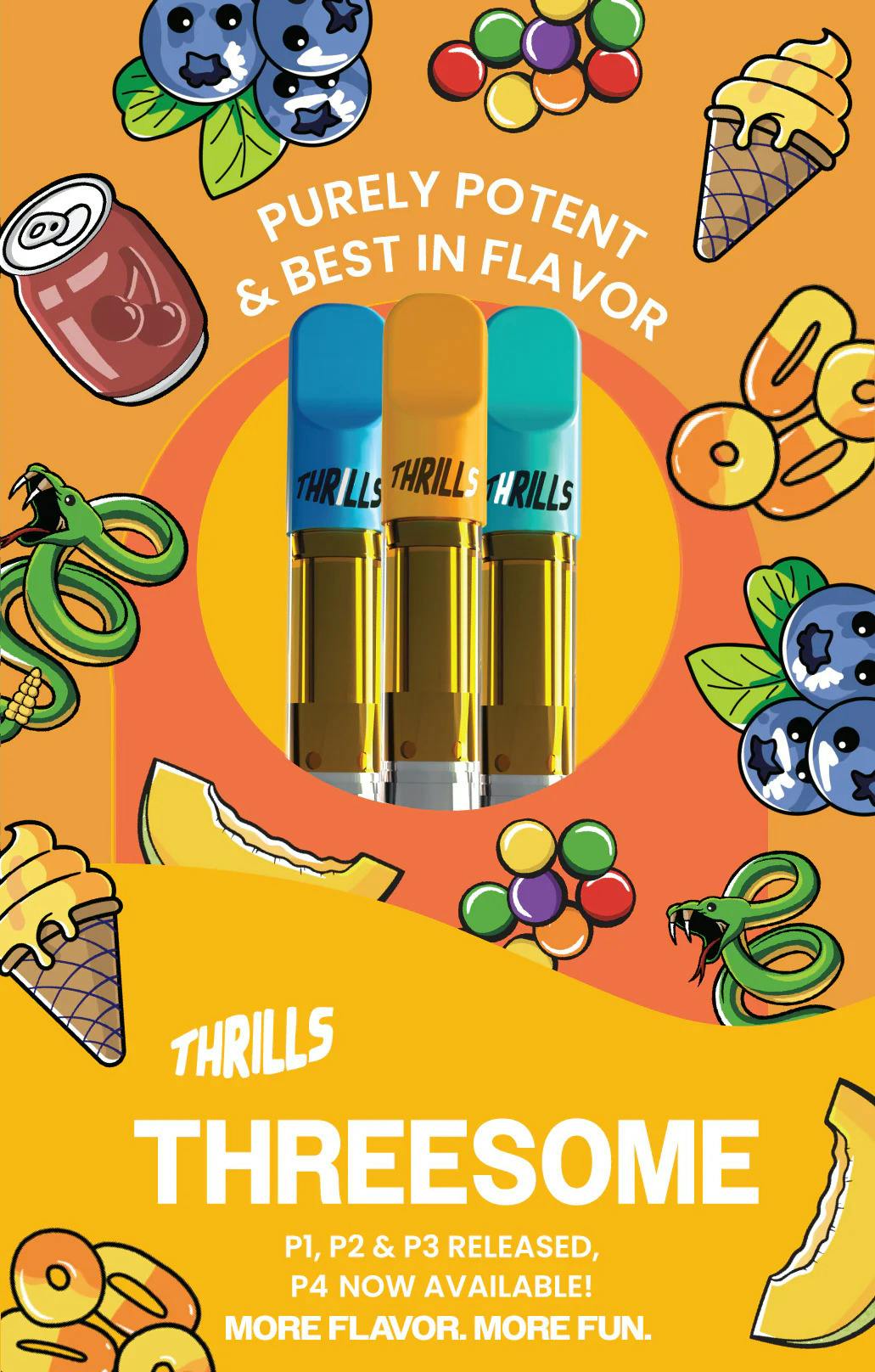 (S) NYC Diesel + (H) Banana Runtz + (I) Berry Gelato - FlavorStrains Threesome - Cartridge 3 Pack