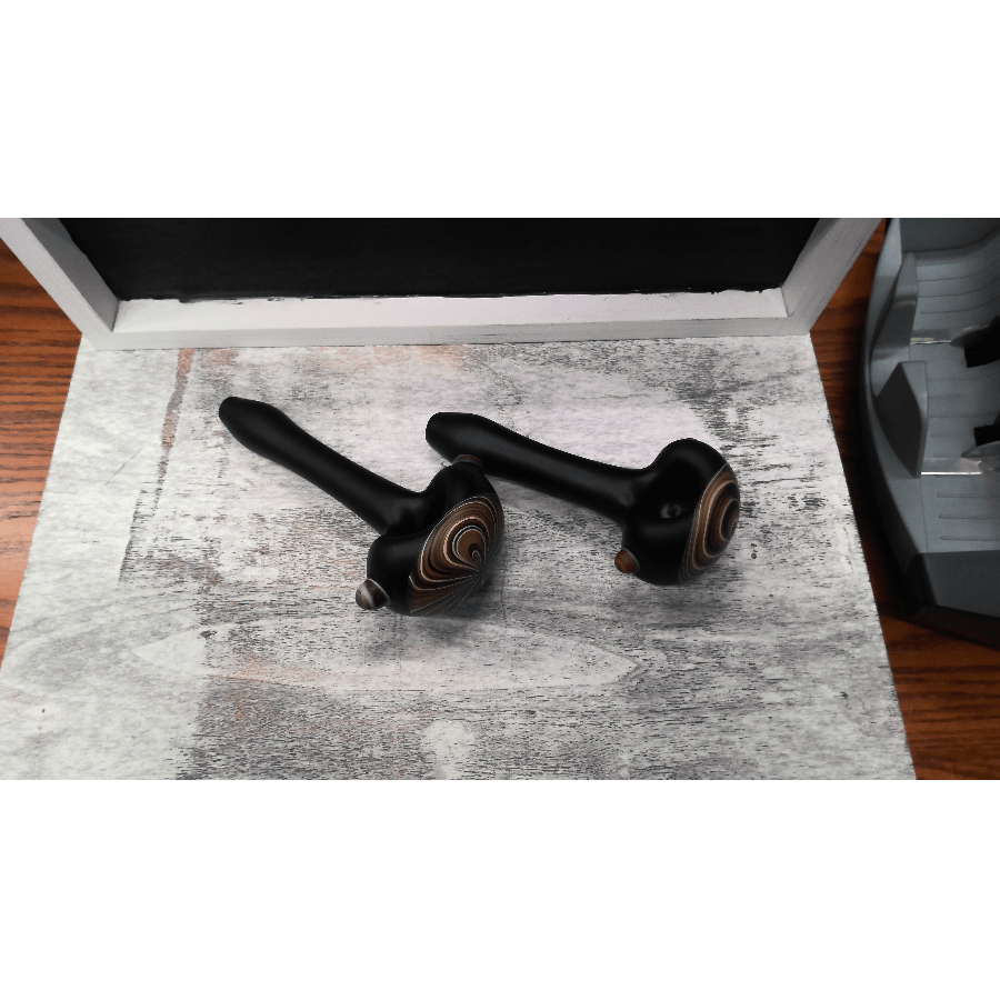 Woodgrain Black Glass Pipes