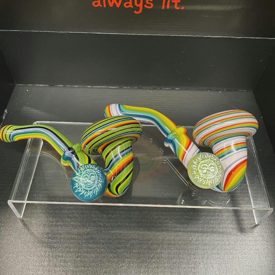 Fire Island Dichroic Rainbow Twist Sherlock Pipe - BOTH