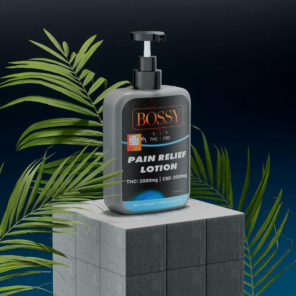 Bossy | Sandalwood Vanilla Scent Body Lotion 1:1 2000mg THC/CBD | 4oz Bottle