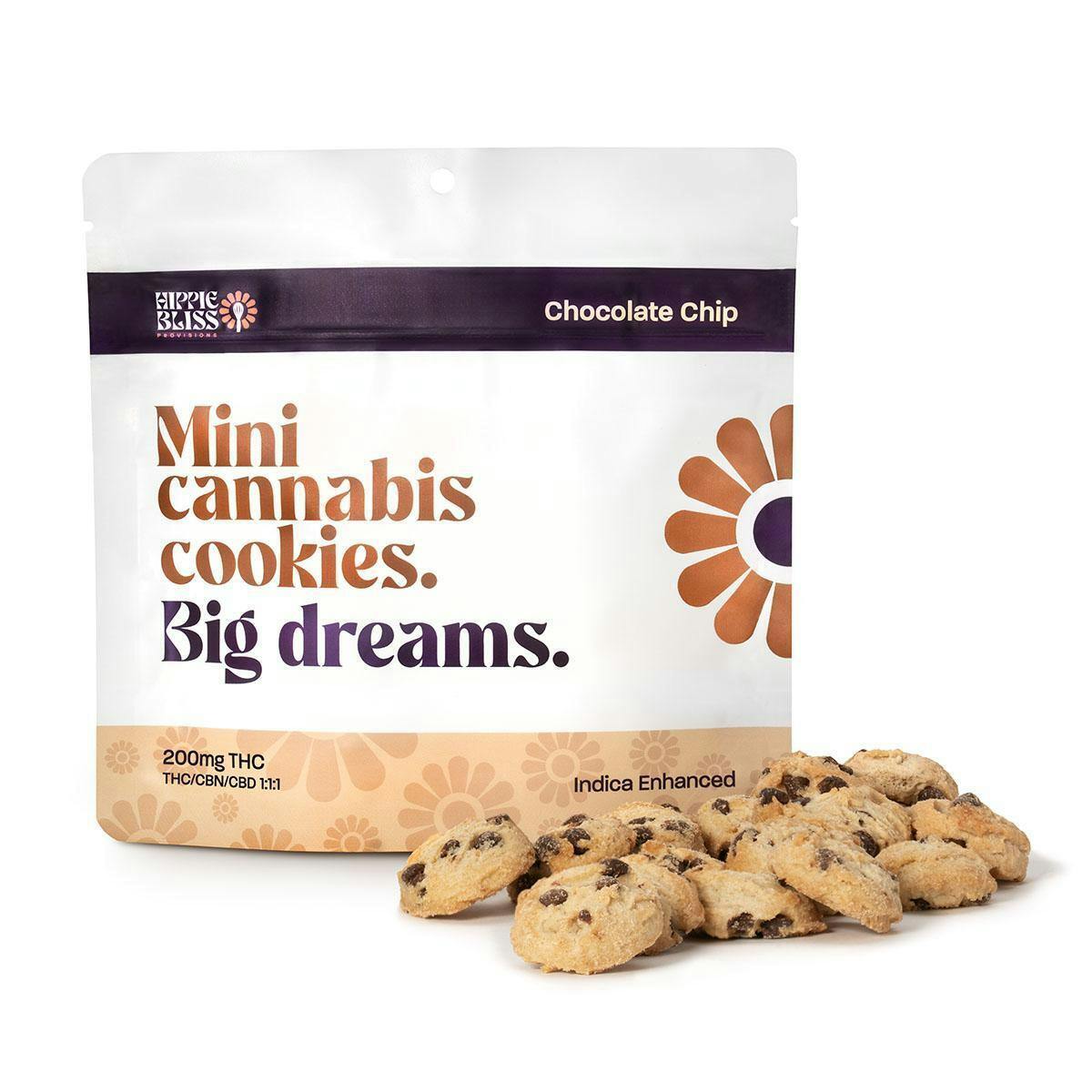 Hippie Bliss | Chocolate Chip 1:1:1 THC:CBD:CBN | 200mg/20pc Cookies