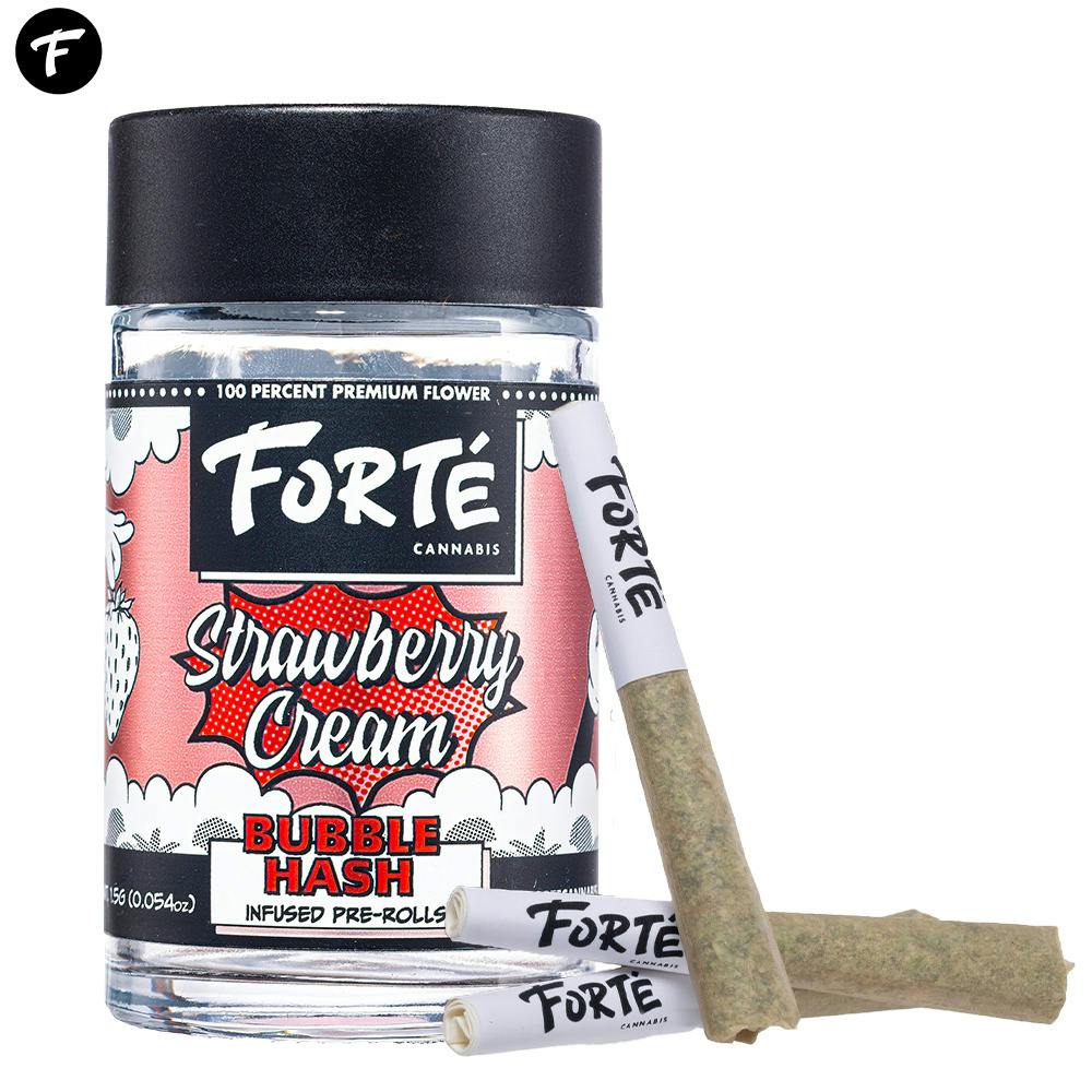 Forte' | Strawberry Cream | 5pk/.5g Bubble Hash Infused Prerolls