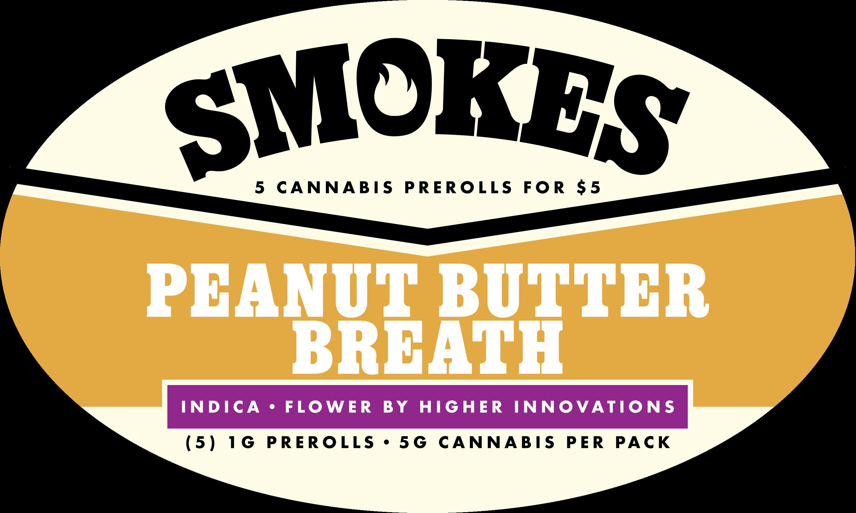 Smokes | Peanut Butter Breath | 5pk/1g Non Infused Preroll