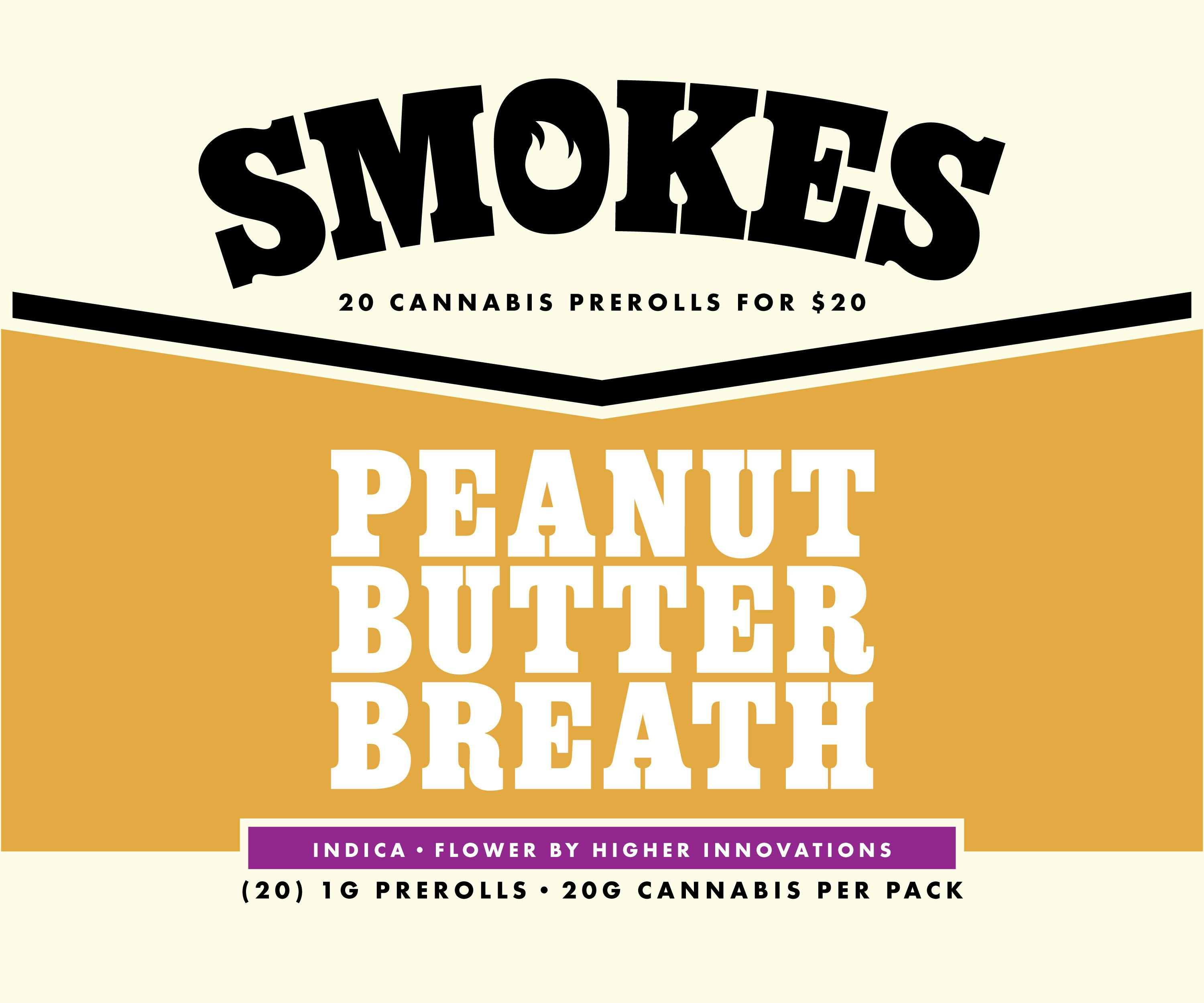 Smokes | Peanut Butter Breath | 20pk/1g Non Infused Prerolls