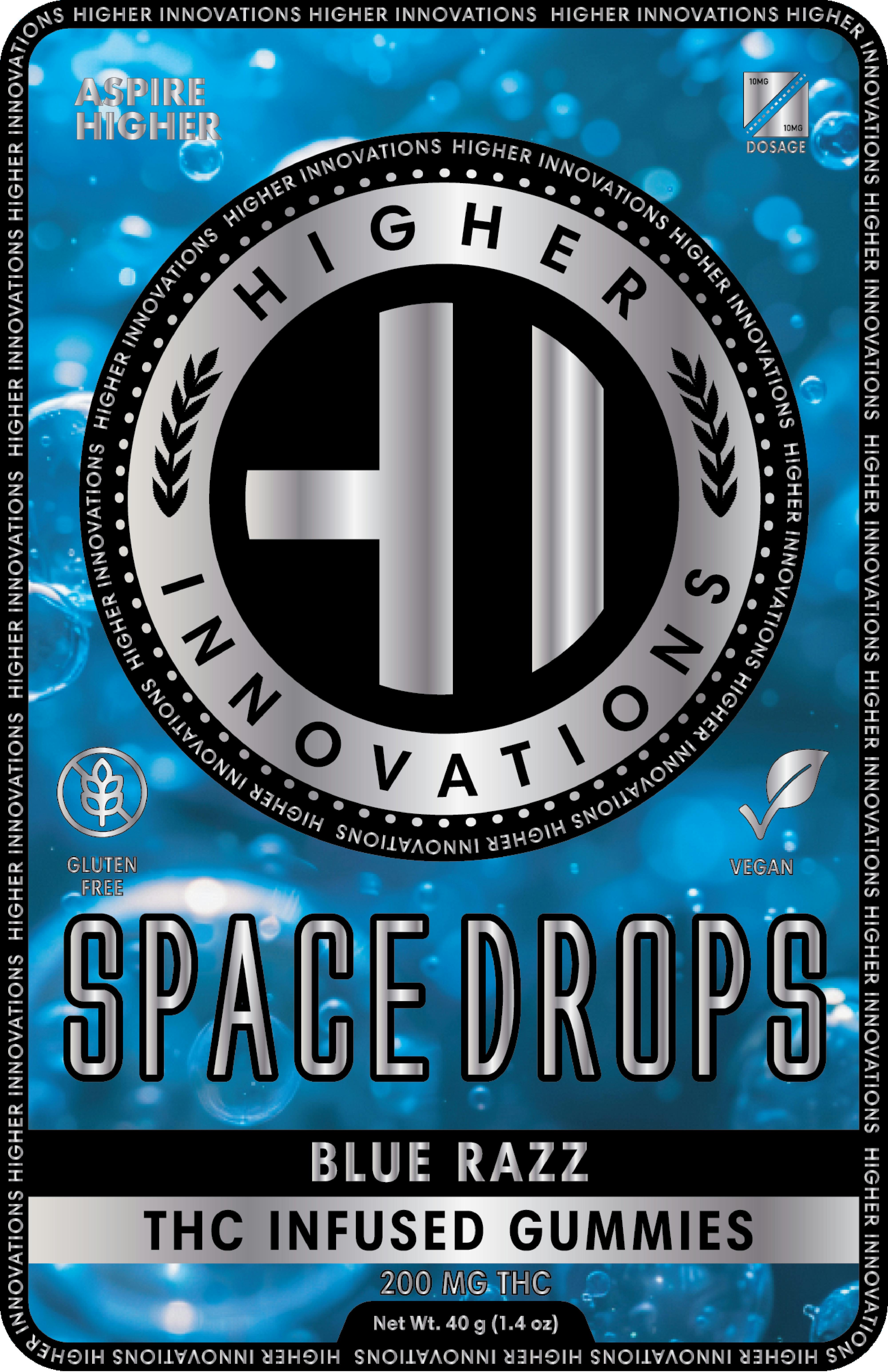 Higher Innovations | Blue Razz Space Drops | 200mg/10pc Gummies