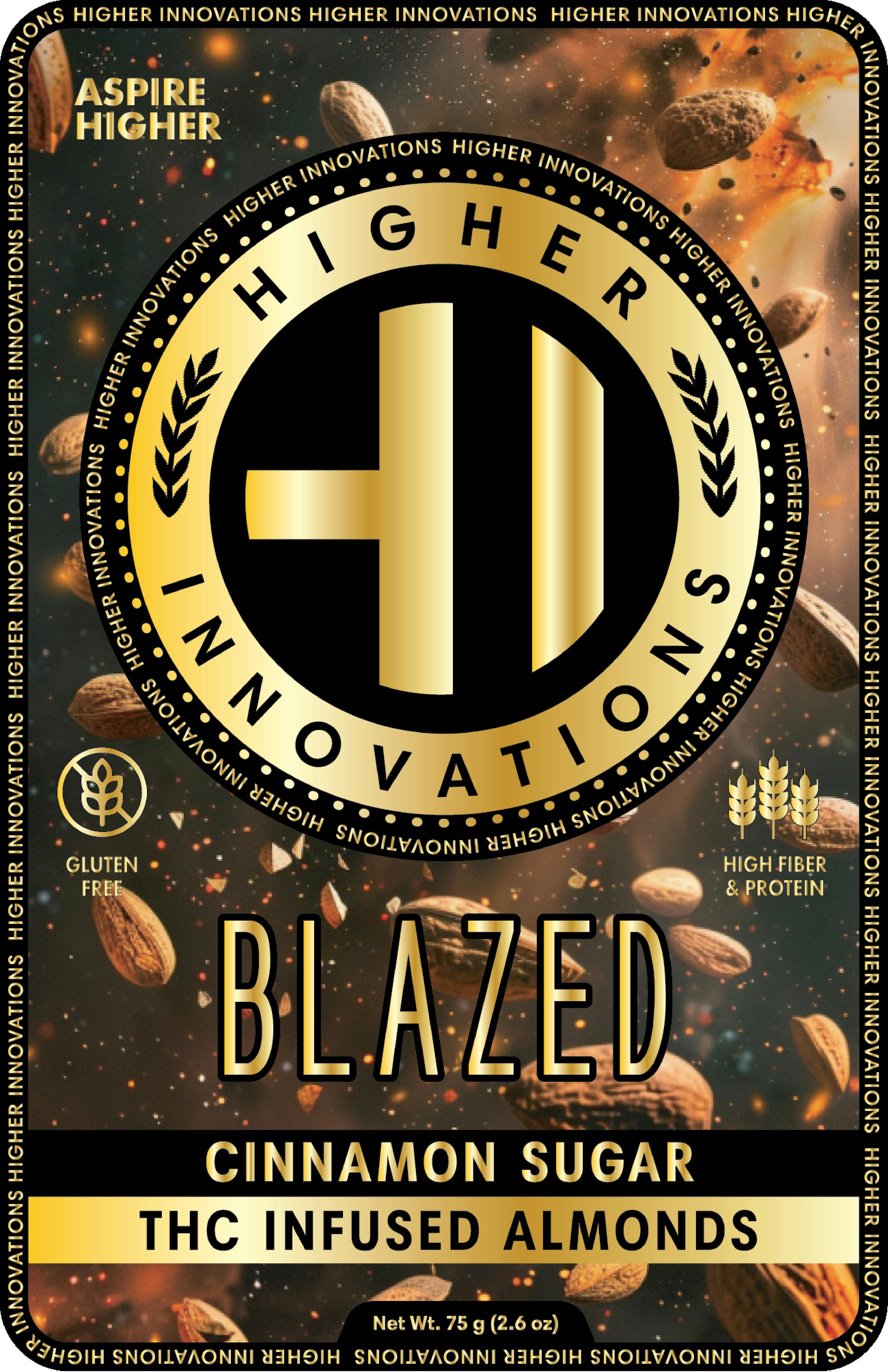 Higher Innovations | Blazed Cinnamon Sugar Almonds | 200mg/2.6oz Snack