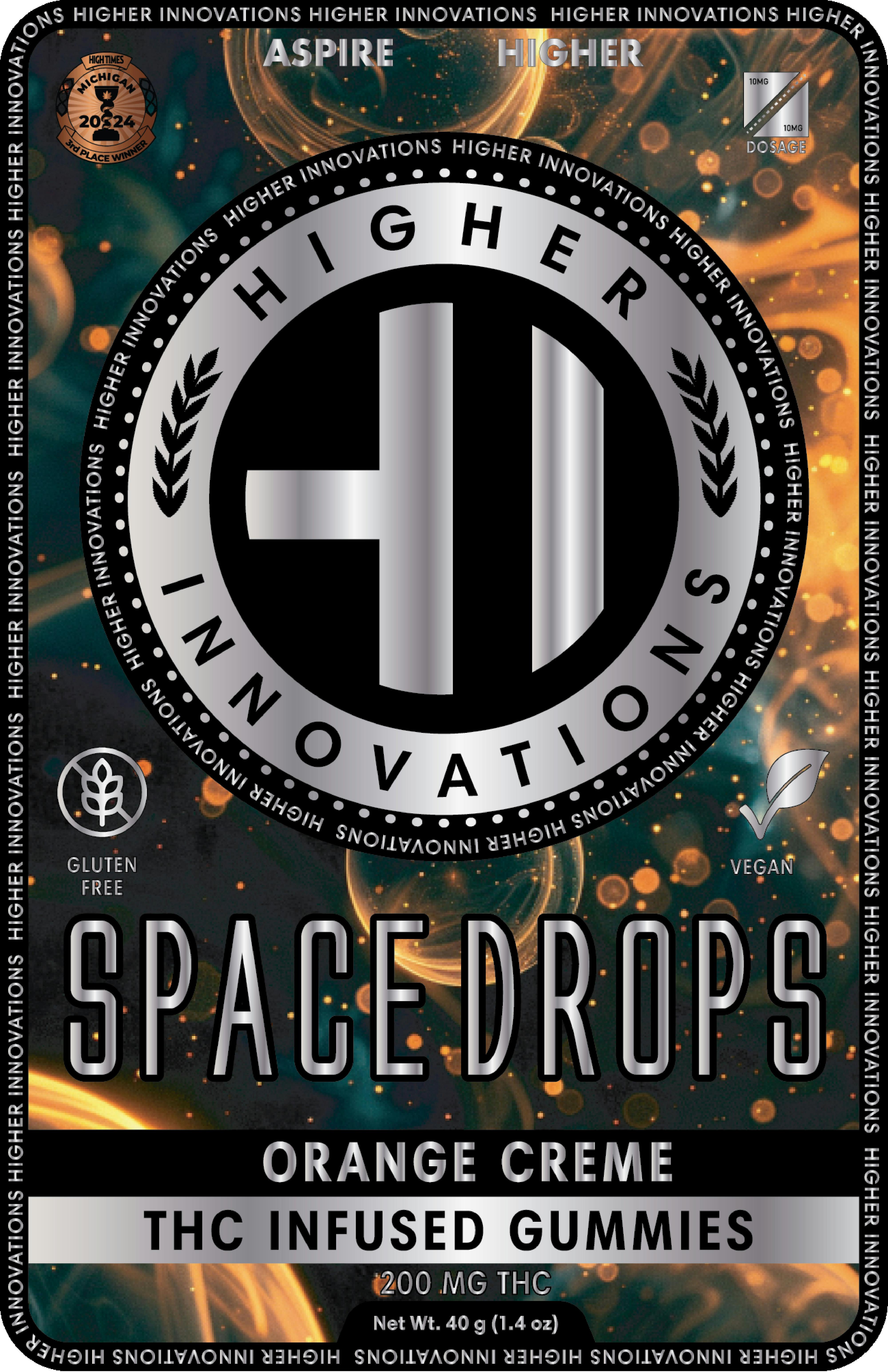 Higher Innovations | Orange Creme Space Drops | 200mg/10pc Gummies
