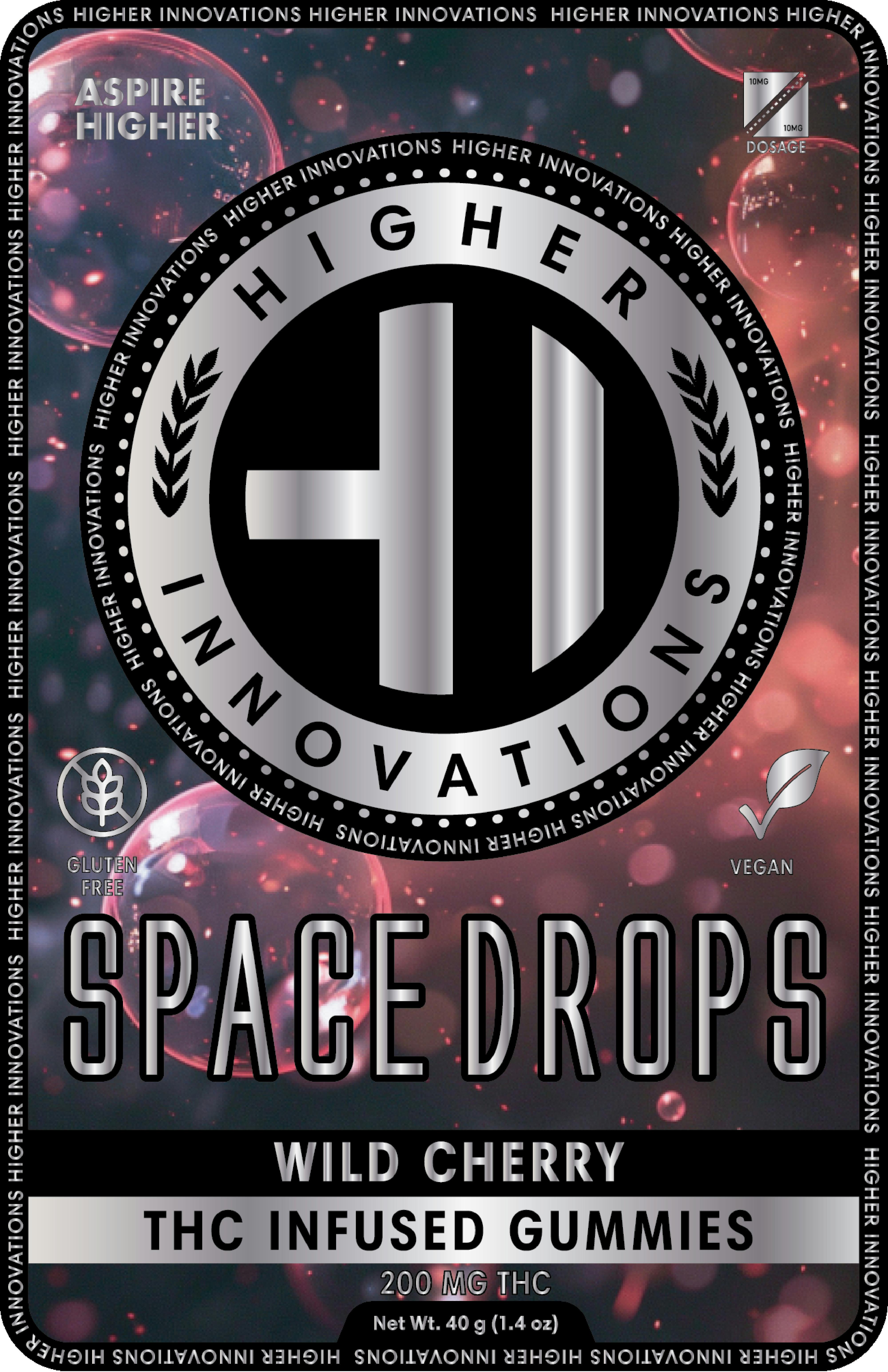 Higher Innovations | Wild Cherry Space Drops | 200mg/10pc Gummies