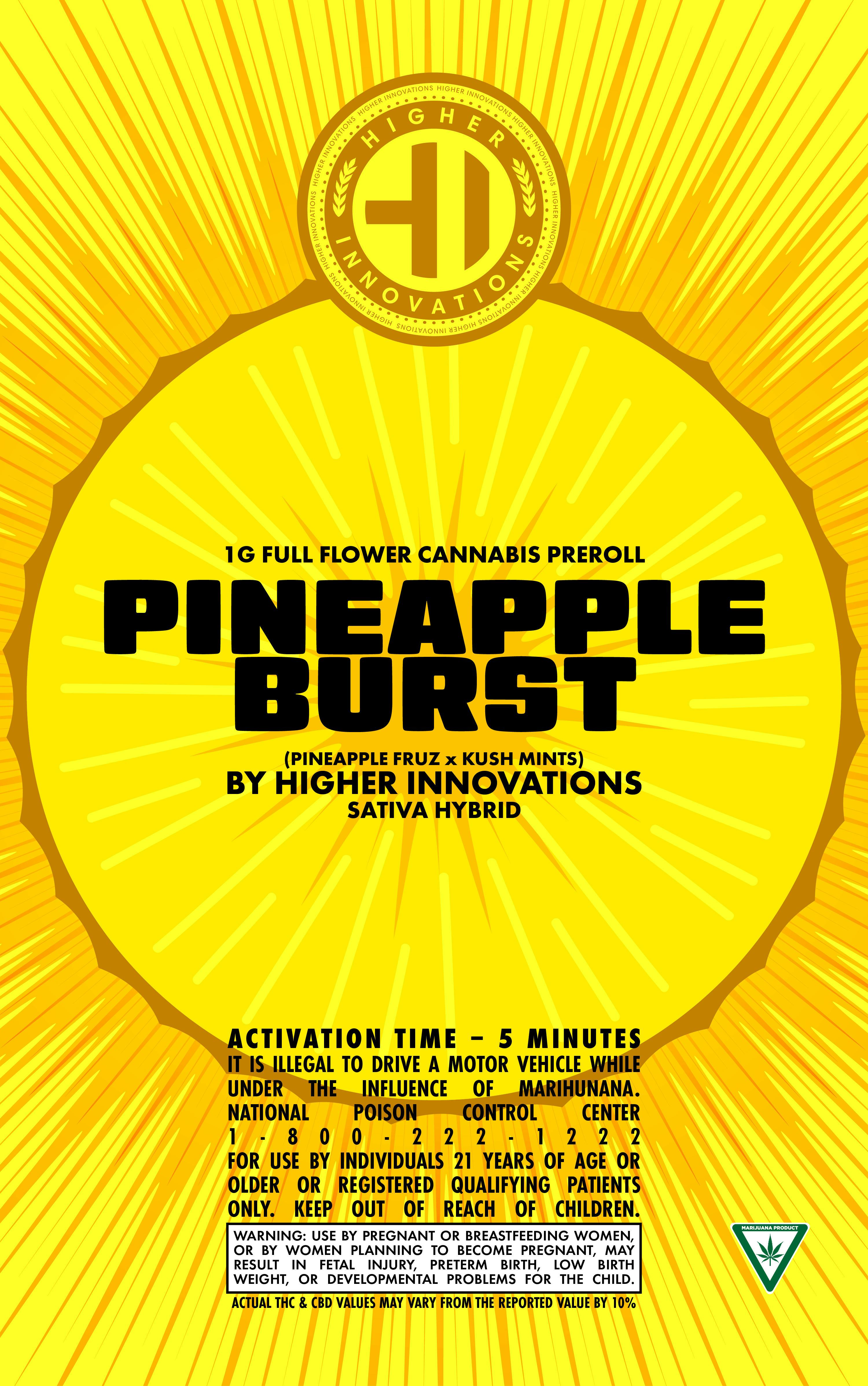 Higher Innovations | Pineapple Burst | 1g Full Flower Preroll
