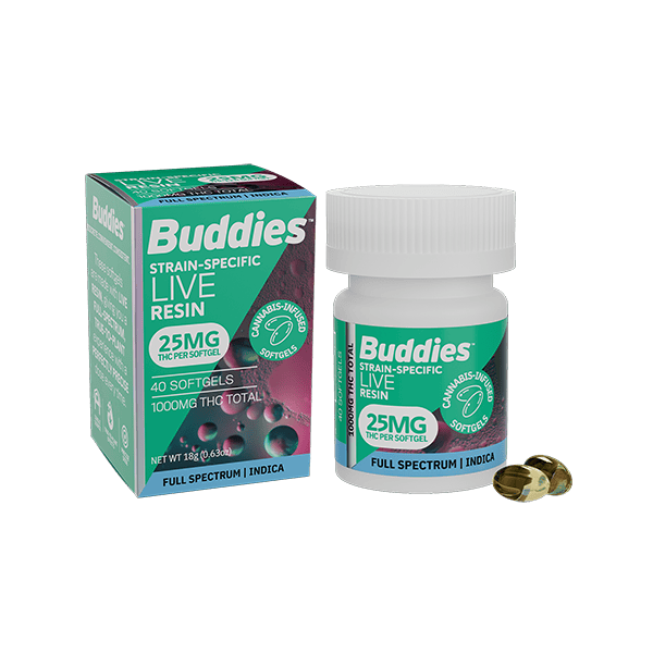 BUDDIES - LIVE RESIN CAPSULE - INDICA 25MG 40PC - 1000MG