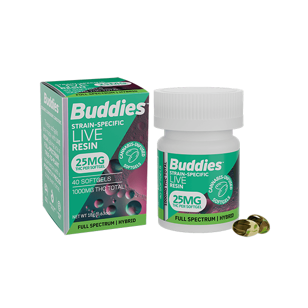 BUDDIES - LIVE RESIN CAPSULE - HYRBID 25MG 40PC - 1000MG