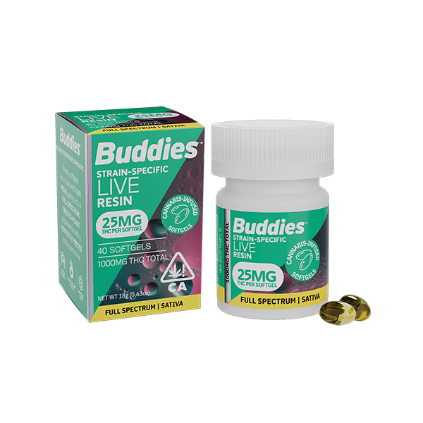 BUDDIES - LIVE RESIN CAPSULE - SATIVA 25MG 40PC - 1000MG