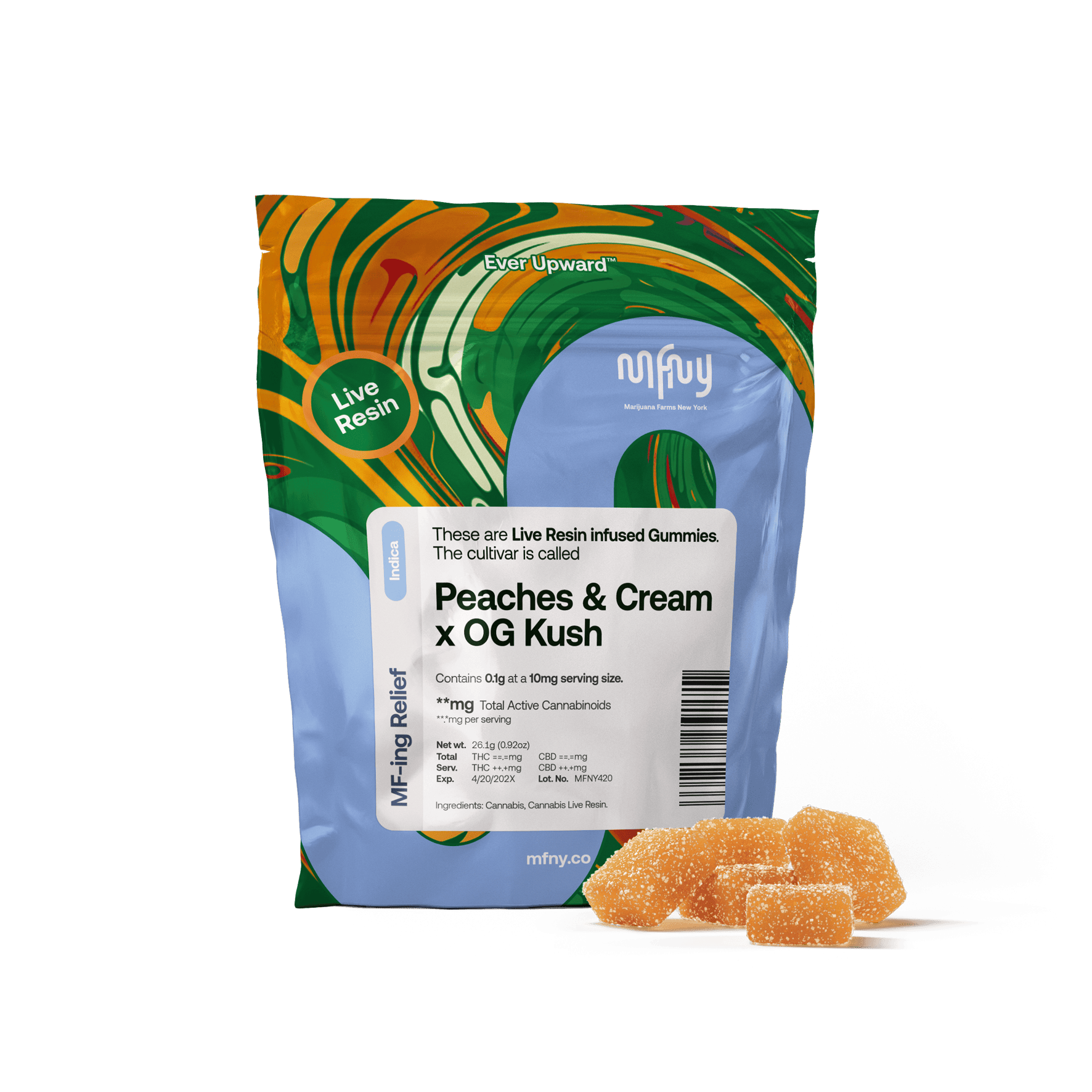 Peaches & Cream x O2 OG Kush Live Resin Infused Gummies (109.9mg)