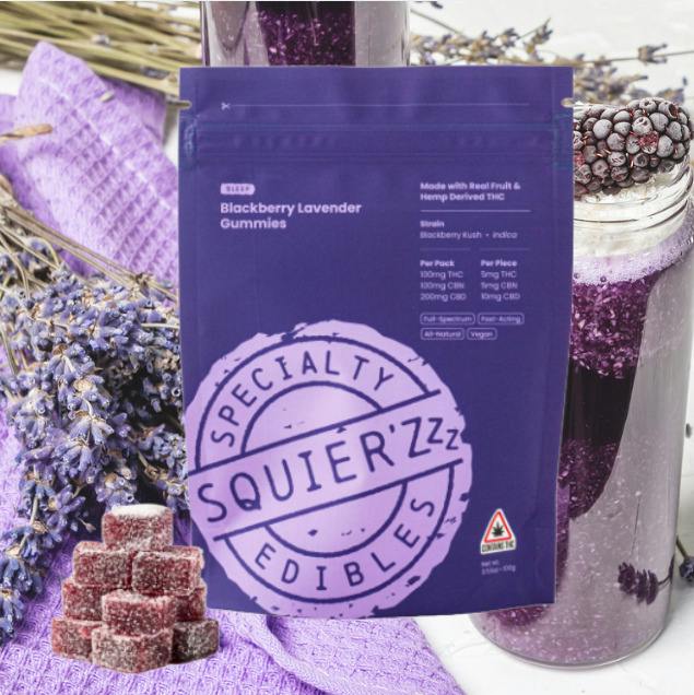 Blackberry Lavender | Fast Acting Hash Rosin Gummies | 100mg | 1:2:1 THC:CBD:CBN | Indica