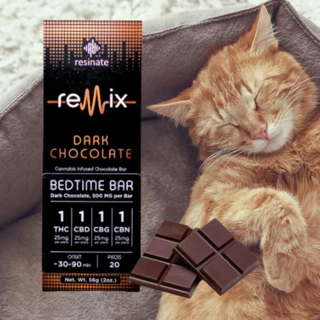 Dark Chocolate Bedtime | Live Resin Chocolate Bar | 100mg | 1:1:1:1 CBD:CBG:CBN:THC | Indica