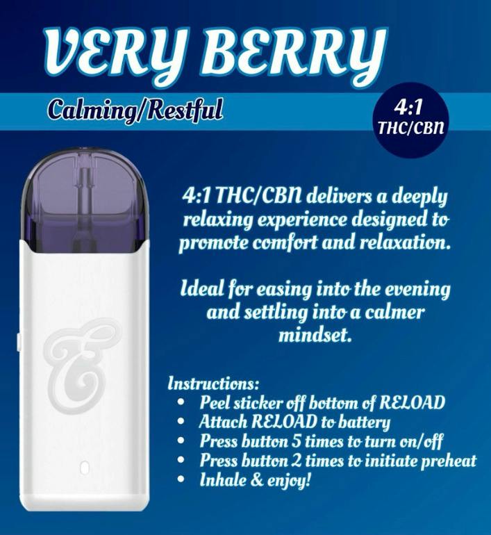 Very Berry | 4:1 THC/CBN | 1g | RTU Disposable cannabis product
