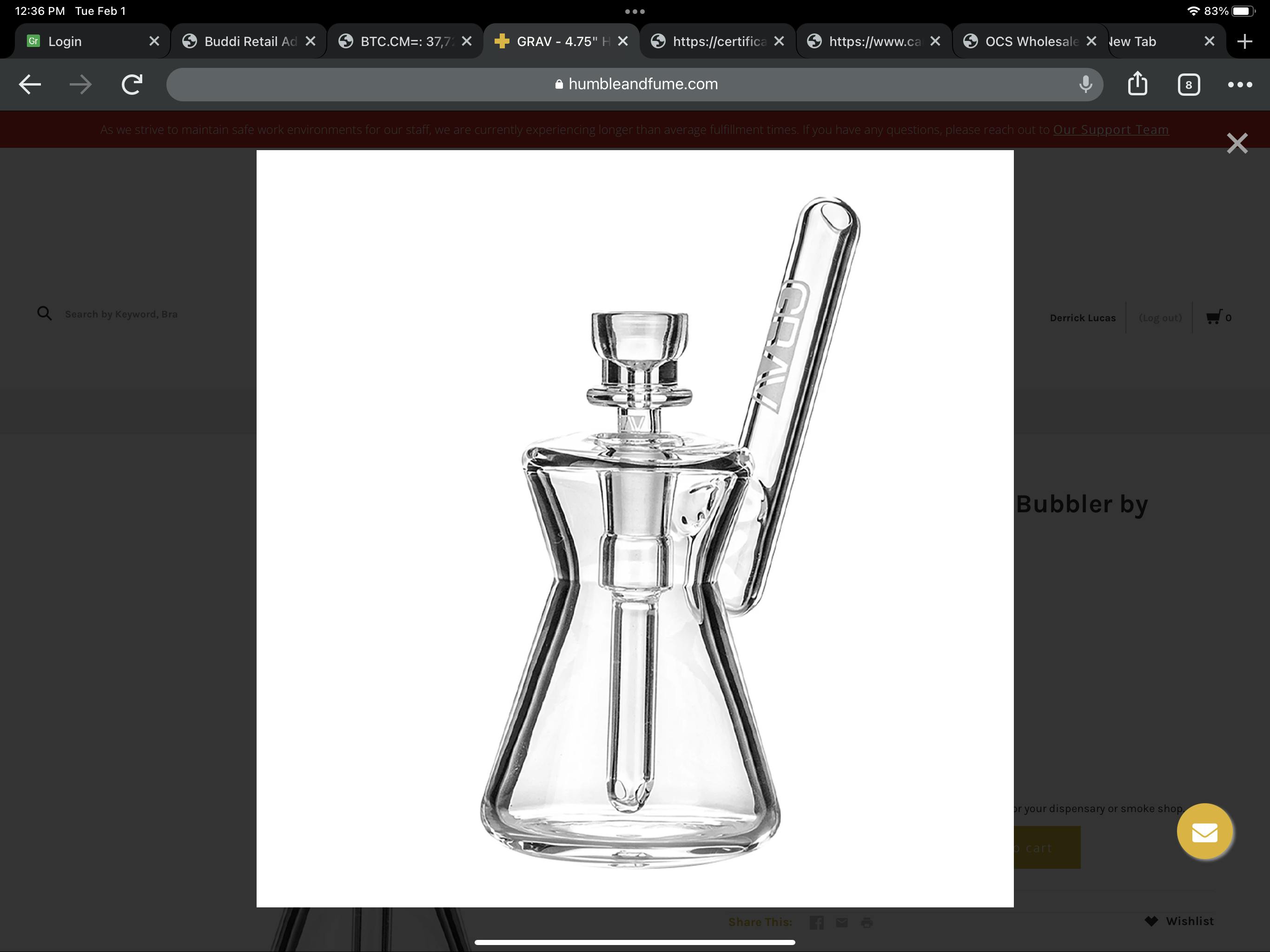 Grav Hourglass Pocket Bubbler - Grav Hour Glass Bubbler