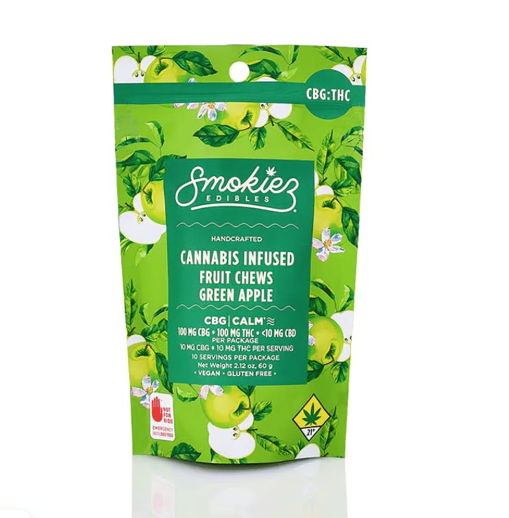 Green Apple Fruit Chews 1:1 THC:CBG | 100mg | 10ct | 10mg/ea