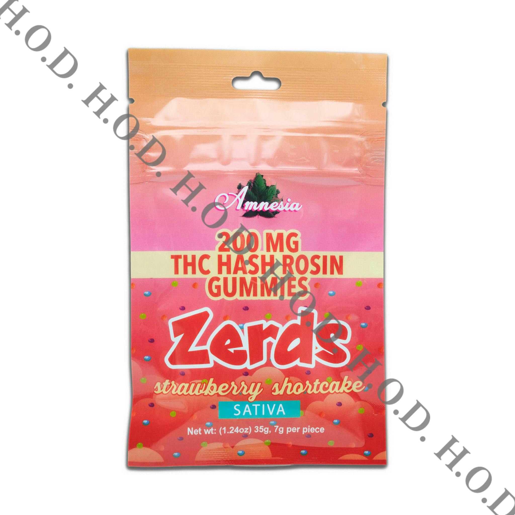 Amnesia Zerds Strawberry Shortcake Hash Rosin Gummies