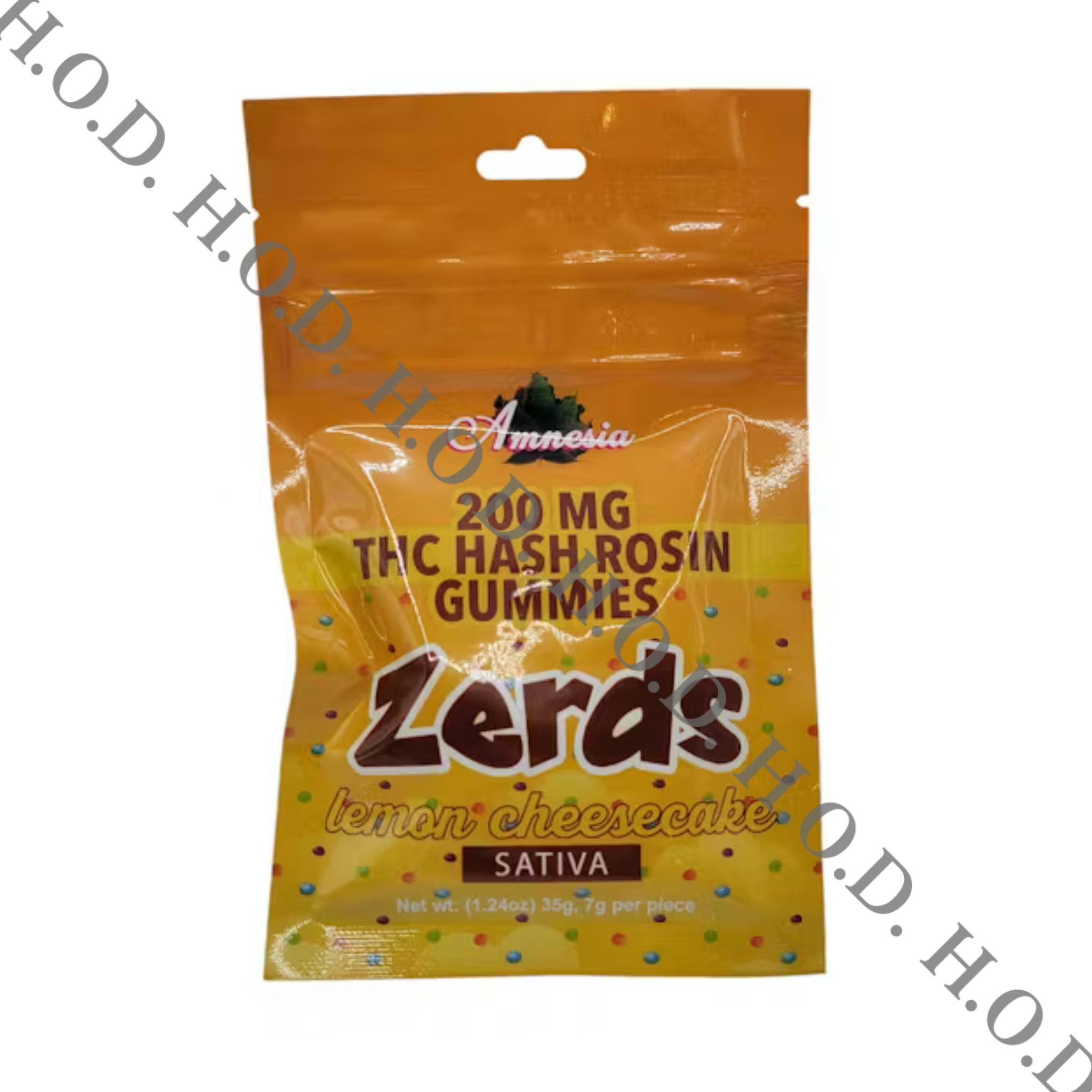 Amnesia Zerds Lemon Cheesecake Hash Rosin Gummies