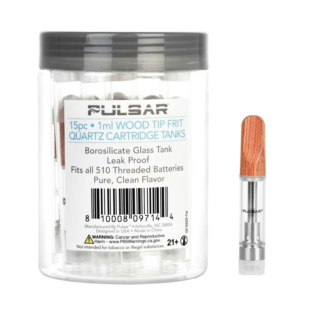 Pulsar Wood Tip Quartz Frit Cartridge Tanks - 1mL