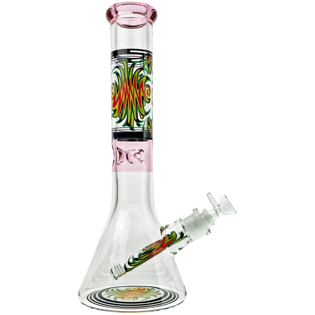 Bong - TF - 14'' 7mm Thick Wigwag Decal Beaker