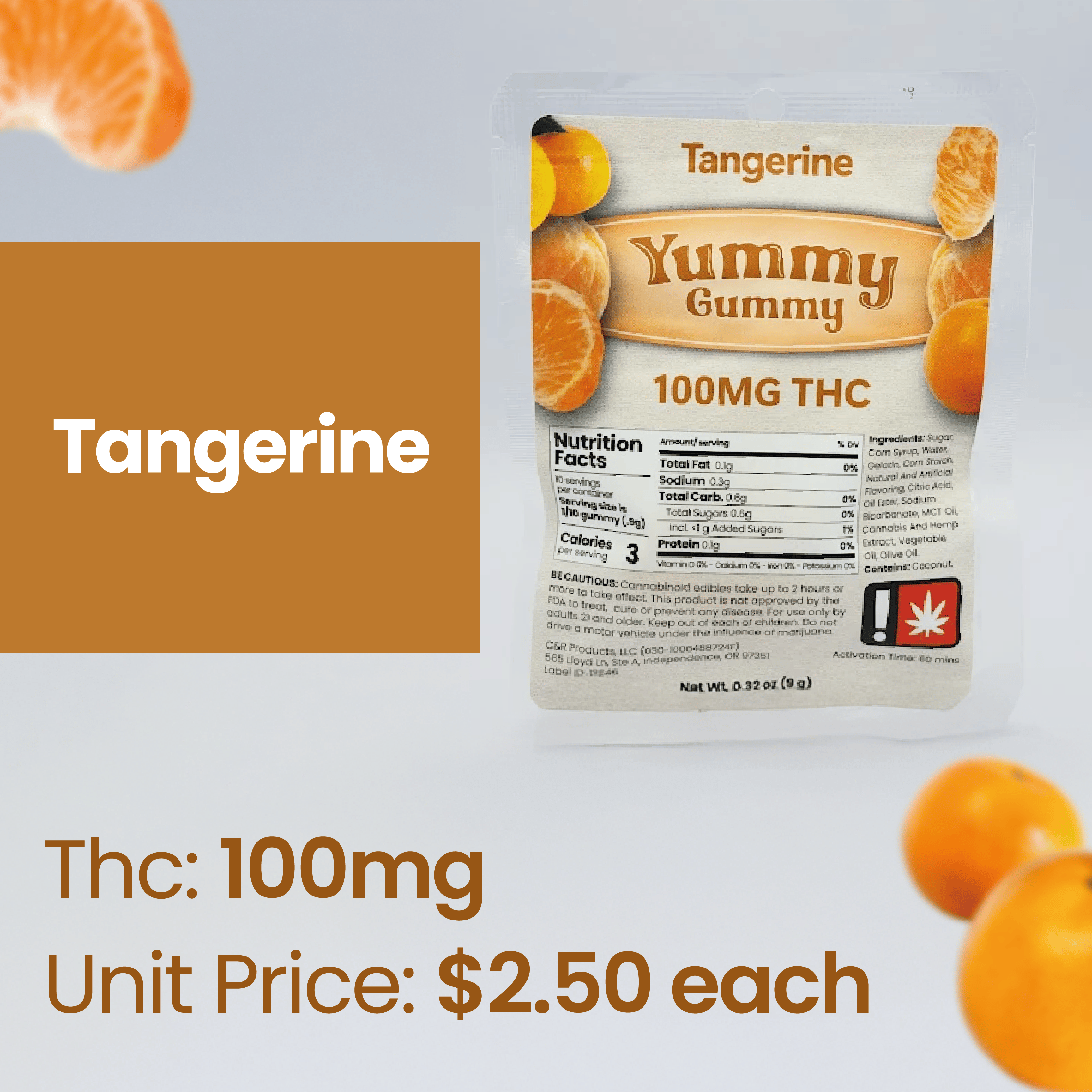 Gummy - TF - Yummy Gummy - 100mg 1pc - Tangerine at Today's Herbal Choice Tillamook