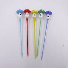 Dab Tool - TF - Glass Mushroom Assorted Colors Dab Tool