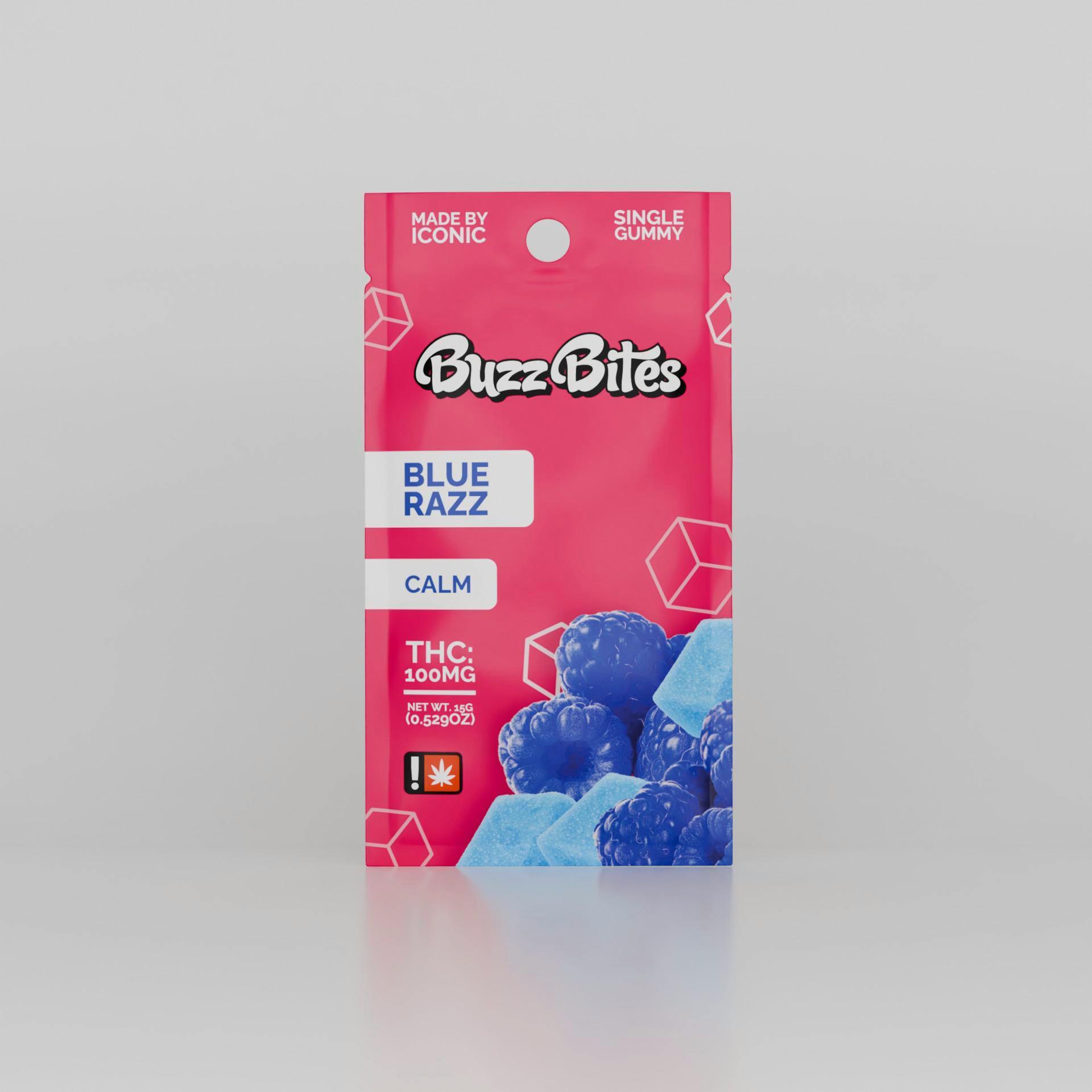 Gummy ~ Buzz Bites ~ Calm ~ Blue Razz ~ Green Leaf Special
