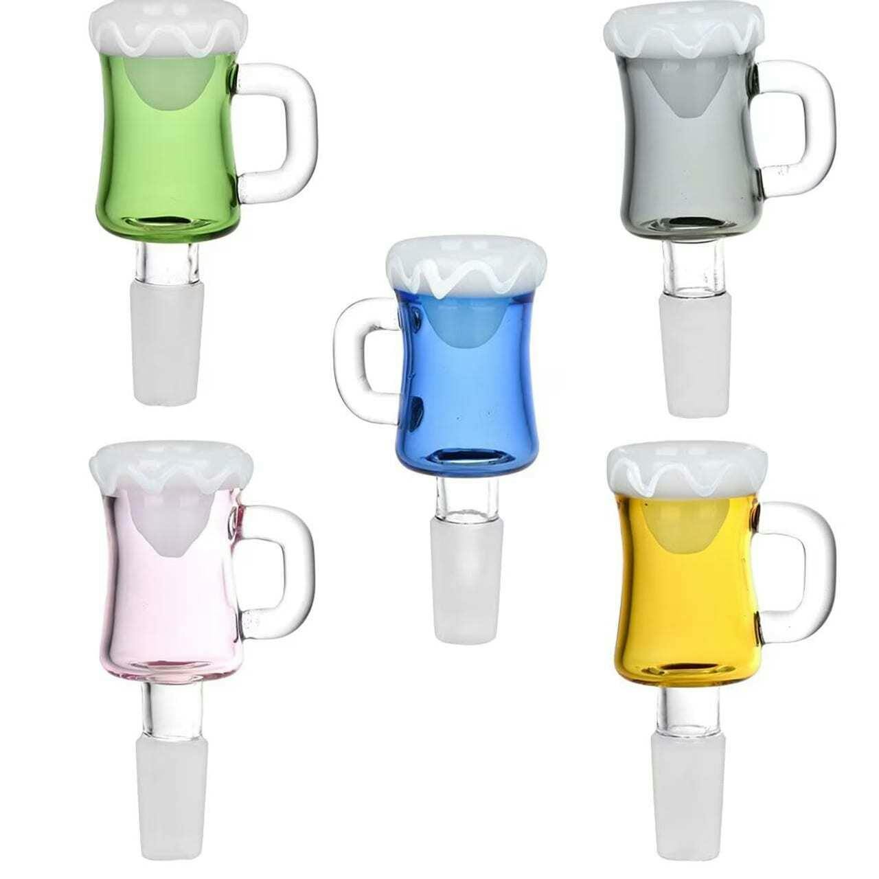 BEER MUG GLASS HERB SLIDE 14MM - ASSORTED COLOURS