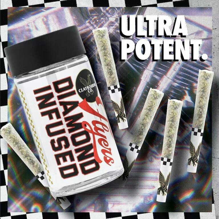 [Claybourne Co.] Diamond Infused Preroll 5 Pack - 2.5g - Paradise Pomelo