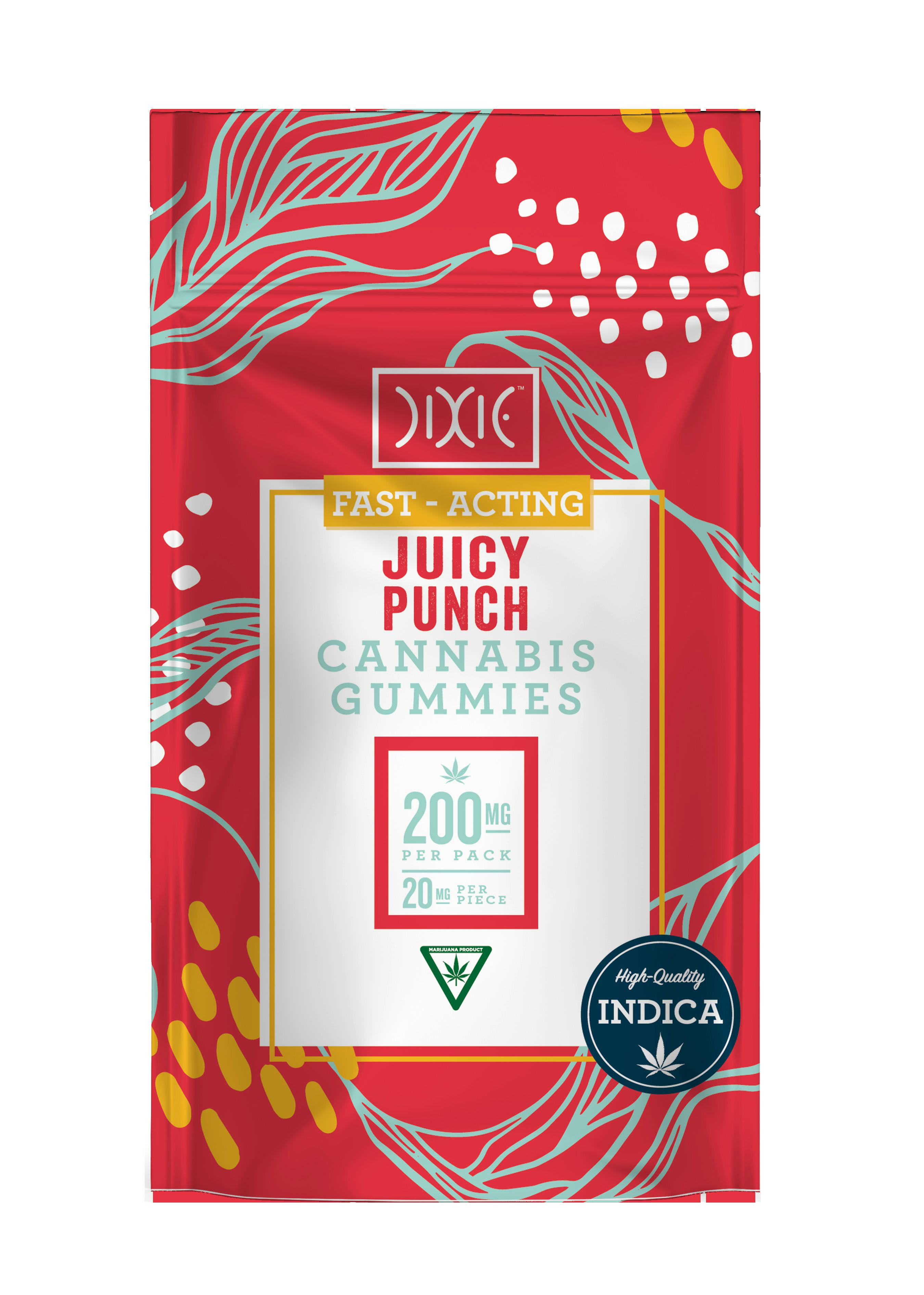 Dixie Quick Juicy Punch Indica Gummies 200mg THC