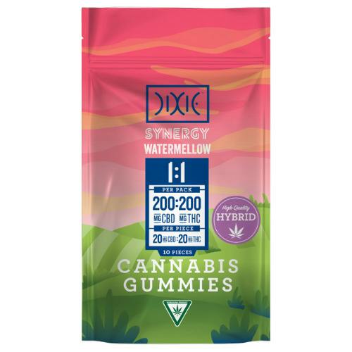 Dixie Synergy Watermellow Hybrid Gummies 200mg THC : 200mg CBD