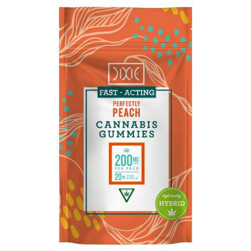 Dixie Quick Perfectly Peach Hybrid Gummies 200mg THC