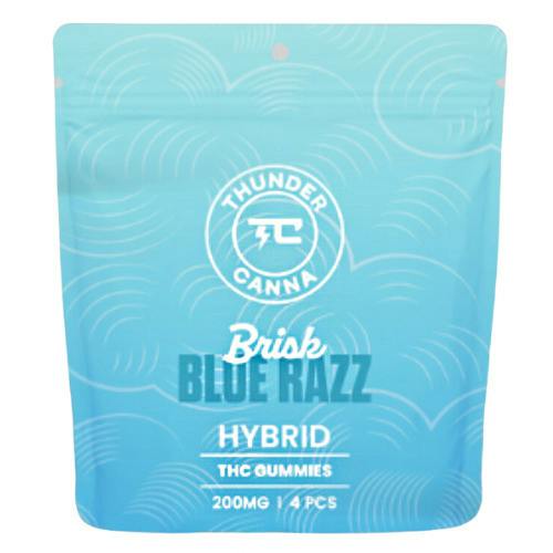 Thunder Canna Brisk Blue Razz Gummies 4pk 200mg THC