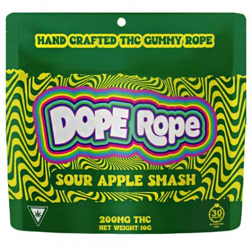 Dope Rope Sour Apple Smash Gummy Rope 200mg THC at The Fire Station - Iron River