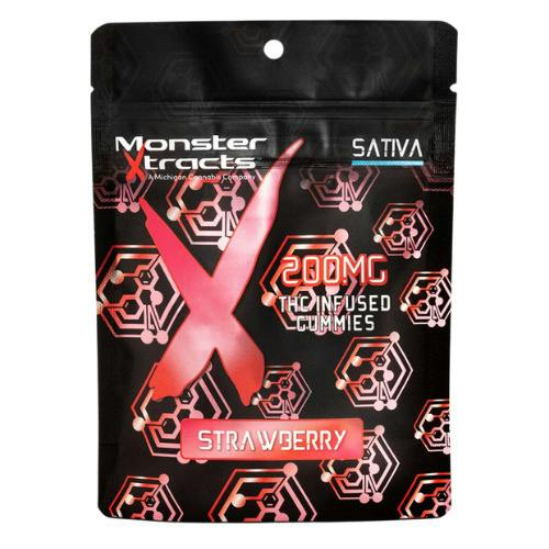 Monster Xtracts Strawberry Sativa Gummies 200mg THC