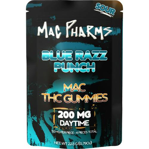Mac Pharms Sour Blue Razz Punch Gummies 4 Pieces 200mg THC at The Fire Station - Ishpeming