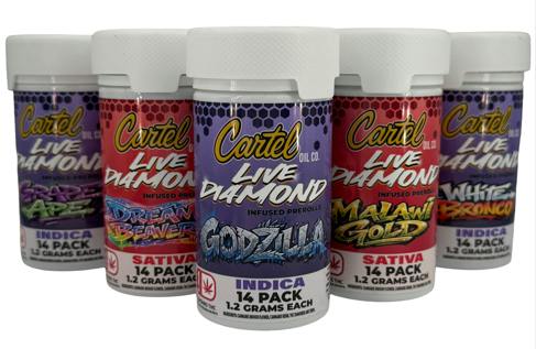 Cartel Oil Diamond Infused Prerolls 16.8g - Grape Rushmore