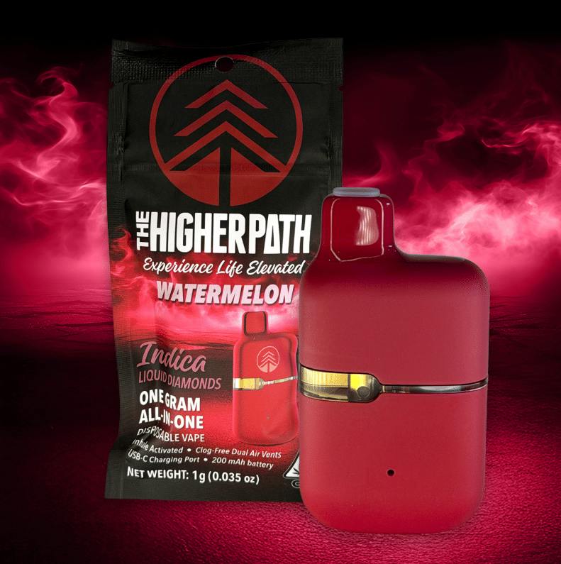 THE HIGHER PATH - $40 WATERMELON LIQUID DIAMONDS ALL IN ONE VAPE - 1 G - WATERMELON LIQUID DIAMON...